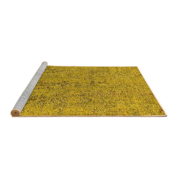 Sideview of Machine Washable Oriental Yellow Industrial Rug, wshurb2157yw