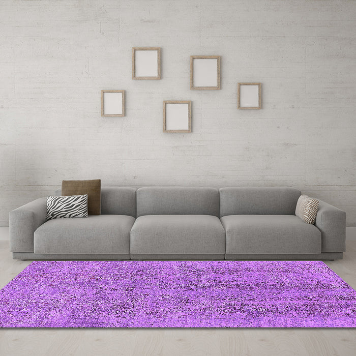 Machine Washable Oriental Purple Industrial Area Rugs in a Living Room, wshurb2157pur