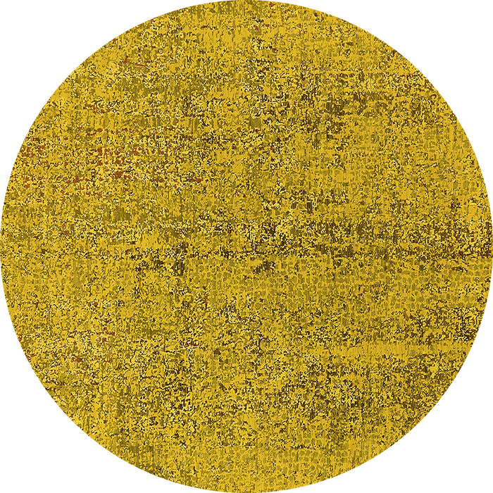 Round Machine Washable Oriental Yellow Industrial Rug, wshurb2157yw