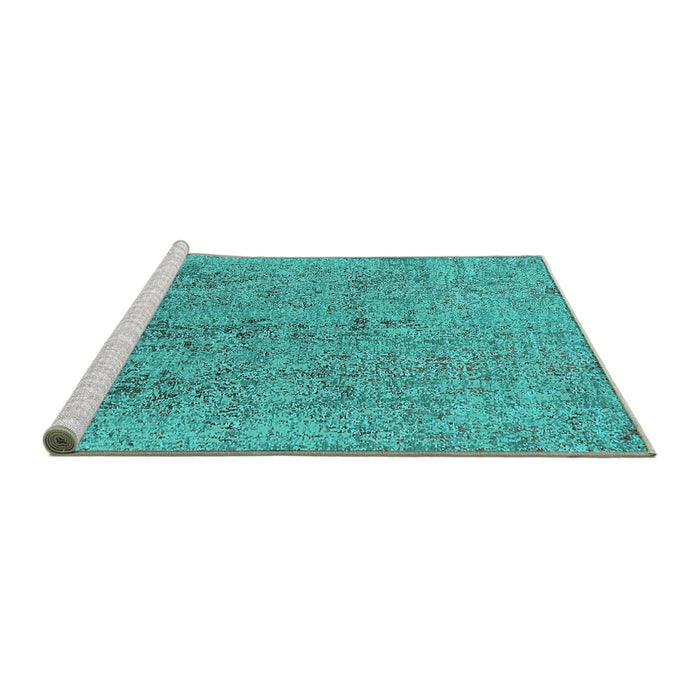 Sideview of Machine Washable Oriental Turquoise Industrial Area Rugs, wshurb2157turq