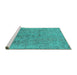 Sideview of Machine Washable Oriental Turquoise Industrial Area Rugs, wshurb2157turq