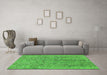 Machine Washable Oriental Green Industrial Area Rugs in a Living Room,, wshurb2157grn