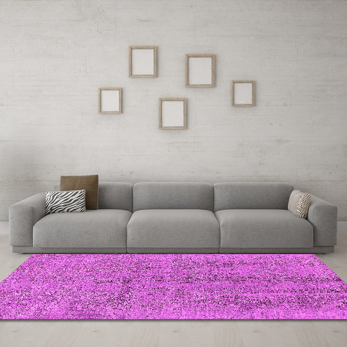 Machine Washable Oriental Pink Industrial Rug in a Living Room, wshurb2157pnk