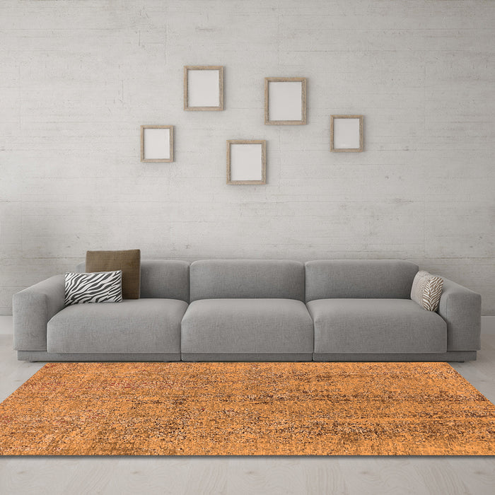 Machine Washable Oriental Orange Industrial Area Rugs in a Living Room, wshurb2157org