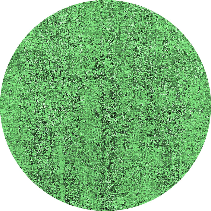 Round Oriental Emerald Green Industrial Rug, urb2157emgrn