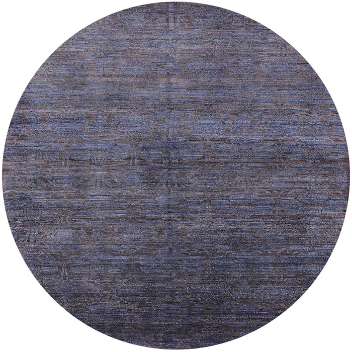 Round Mid-Century Modern Plum Purple Oriental Rug, urb2158