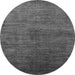 Round Machine Washable Oriental Gray Industrial Rug, wshurb2158gry