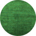 Round Oriental Green Industrial Rug, urb2158grn