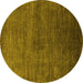 Round Oriental Yellow Industrial Rug, urb2158yw