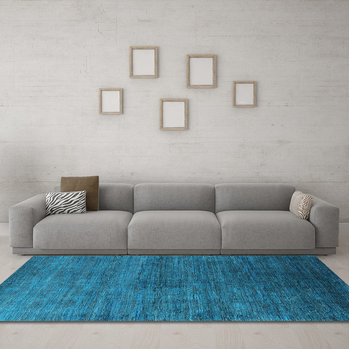 Machine Washable Oriental Light Blue Industrial Rug in a Living Room, wshurb2158lblu