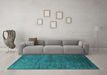 Machine Washable Oriental Turquoise Industrial Area Rugs in a Living Room,, wshurb2158turq