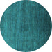 Round Oriental Turquoise Industrial Rug, urb2158turq