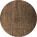 Round Oriental Brown Industrial Rug, urb2158brn