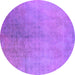 Round Oriental Purple Industrial Rug, urb2159pur