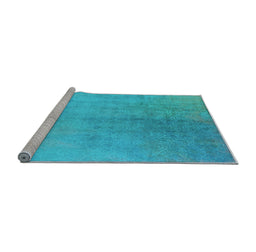 Sideview of Machine Washable Oriental Light Blue Industrial Rug, wshurb2159lblu