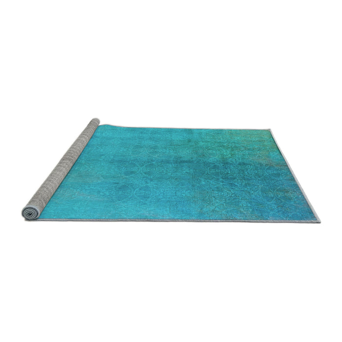 Sideview of Machine Washable Oriental Light Blue Industrial Rug, wshurb2159lblu