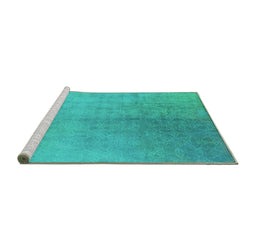 Sideview of Machine Washable Oriental Turquoise Industrial Area Rugs, wshurb2159turq