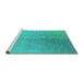 Sideview of Machine Washable Oriental Turquoise Industrial Area Rugs, wshurb2159turq