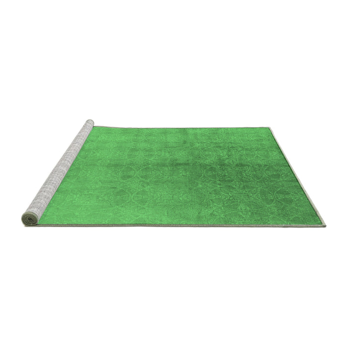 Sideview of Machine Washable Oriental Emerald Green Industrial Area Rugs, wshurb2159emgrn