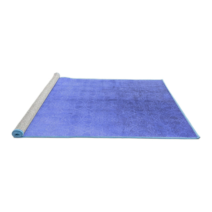 Sideview of Machine Washable Oriental Blue Industrial Rug, wshurb2159blu
