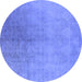 Round Oriental Blue Industrial Rug, urb2159blu