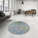 Round Machine Washable Industrial Modern Dark Gray Rug in a Office, wshurb2159