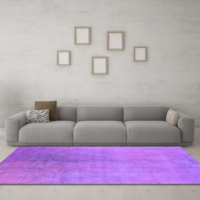Machine Washable Oriental Purple Industrial Area Rugs in a Living Room, wshurb2159pur