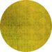 Round Oriental Yellow Industrial Rug, urb2159yw