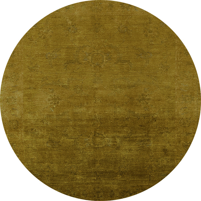 Round Machine Washable Oriental Green Industrial Area Rugs, wshurb2160grn
