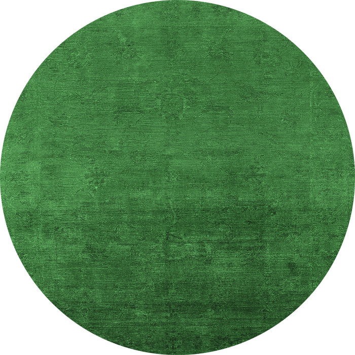 Round Oriental Emerald Green Industrial Rug, urb2160emgrn