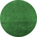 Round Oriental Emerald Green Industrial Rug, urb2160emgrn