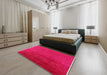 Mid-Century Modern Pastel Purple Pink Oriental Rug in a Bedroom, urb2160