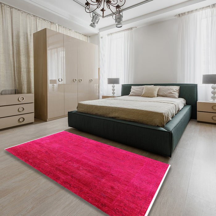 Machine Washable Industrial Modern Pastel Purple Pink Rug in a Bedroom, wshurb2160