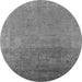 Round Machine Washable Oriental Gray Industrial Rug, wshurb2160gry