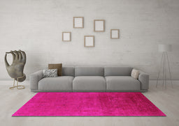 Machine Washable Oriental Pink Industrial Rug in a Living Room, wshurb2160pnk