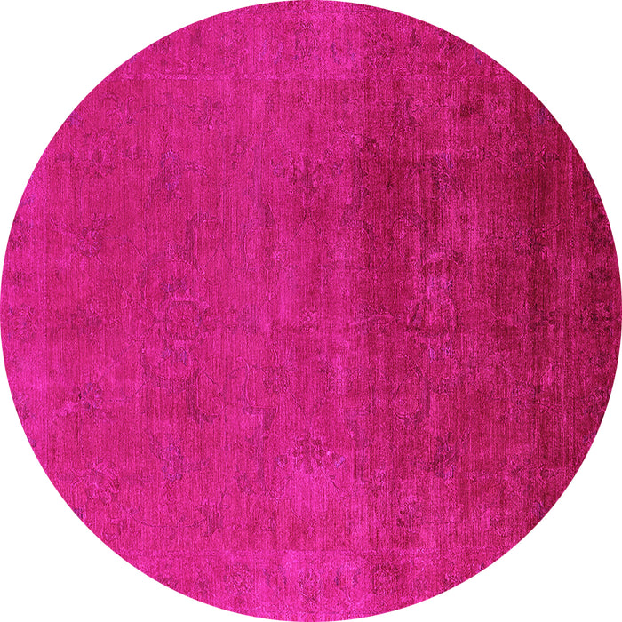 Round Machine Washable Oriental Pink Industrial Rug, wshurb2160pnk