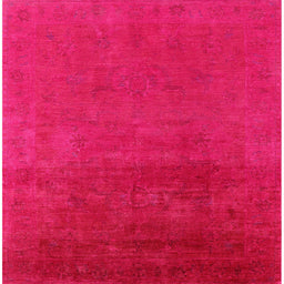 Square Mid-Century Modern Pastel Purple Pink Oriental Rug, urb2160