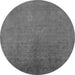 Round Machine Washable Oriental Gray Industrial Rug, wshurb2161gry