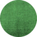 Round Oriental Emerald Green Industrial Rug, urb2161emgrn