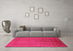 Machine Washable Oriental Pink Industrial Rug in a Living Room, wshurb2161pnk