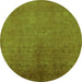 Round Oriental Green Industrial Rug, urb2161grn