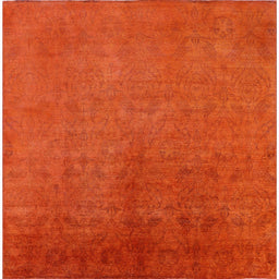 Square Mid-Century Modern Orange Red Orange Oriental Rug, urb2161