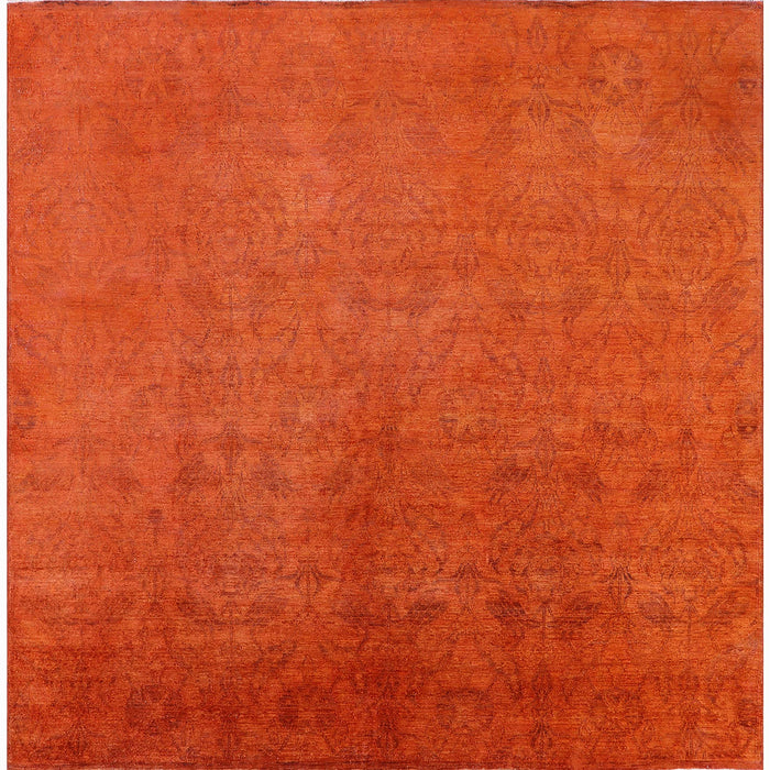 Square Machine Washable Industrial Modern Orange Red Orange Rug, wshurb2161