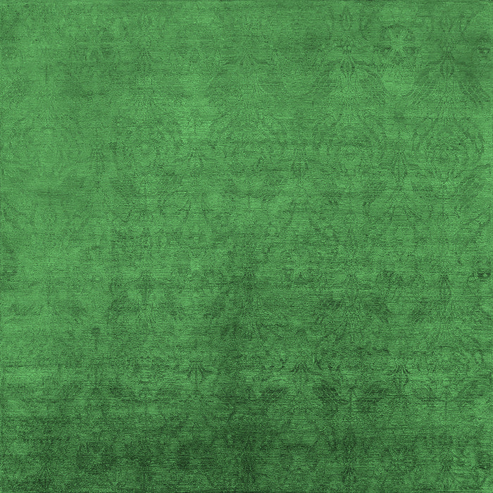 Square Machine Washable Oriental Emerald Green Industrial Area Rugs, wshurb2161emgrn