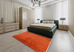 Mid-Century Modern Orange Red Orange Oriental Rug in a Bedroom, urb2161