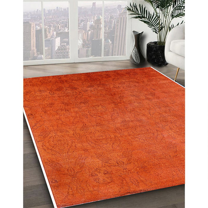Machine Washable Industrial Modern Orange Red Orange Rug in a Family Room, wshurb2161