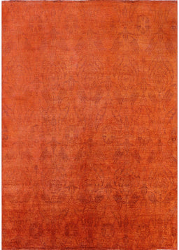 Mid-Century Modern Orange Red Orange Oriental Rug, urb2161