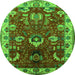 Round Oriental Green Industrial Rug, urb2162grn