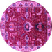 Round Machine Washable Oriental Pink Industrial Rug, wshurb2162pnk