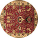 Round Machine Washable Oriental Brown Industrial Rug, wshurb2162brn